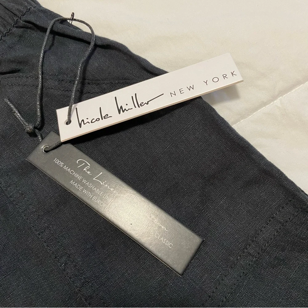 Nicole Miller Black Linen Cargo Pants - Picture 7 of 9